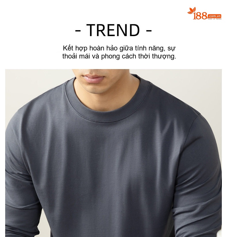 Áo Thun Tay Dài Nam Cotton 270g Cổ Tròn Dáng Rộng Màu Trắng, Nâu, Xám, Đen chi tiết 12