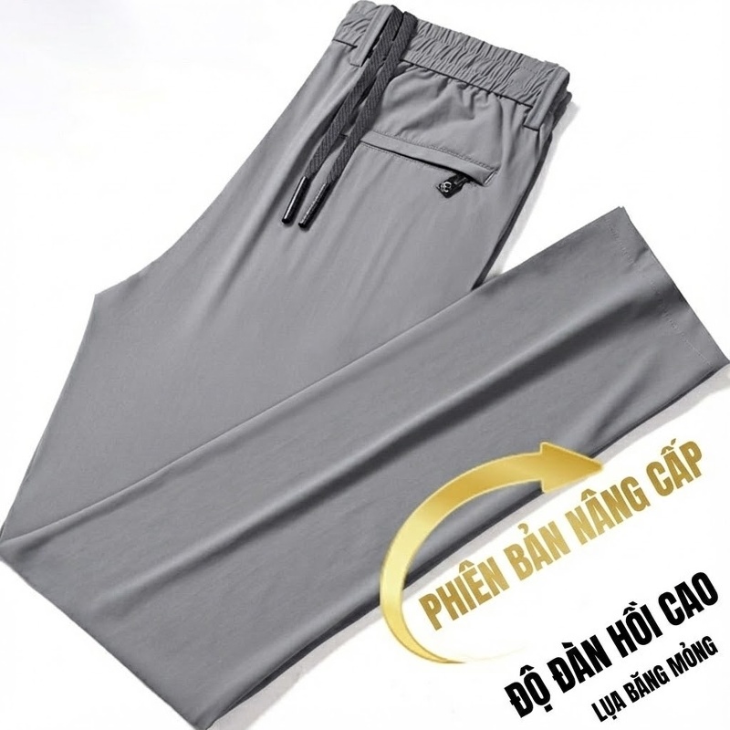 Quần Dài Nam Ống Đứng Dáng Suông Thoáng Khí Co Giãn Màu Đen, Xám