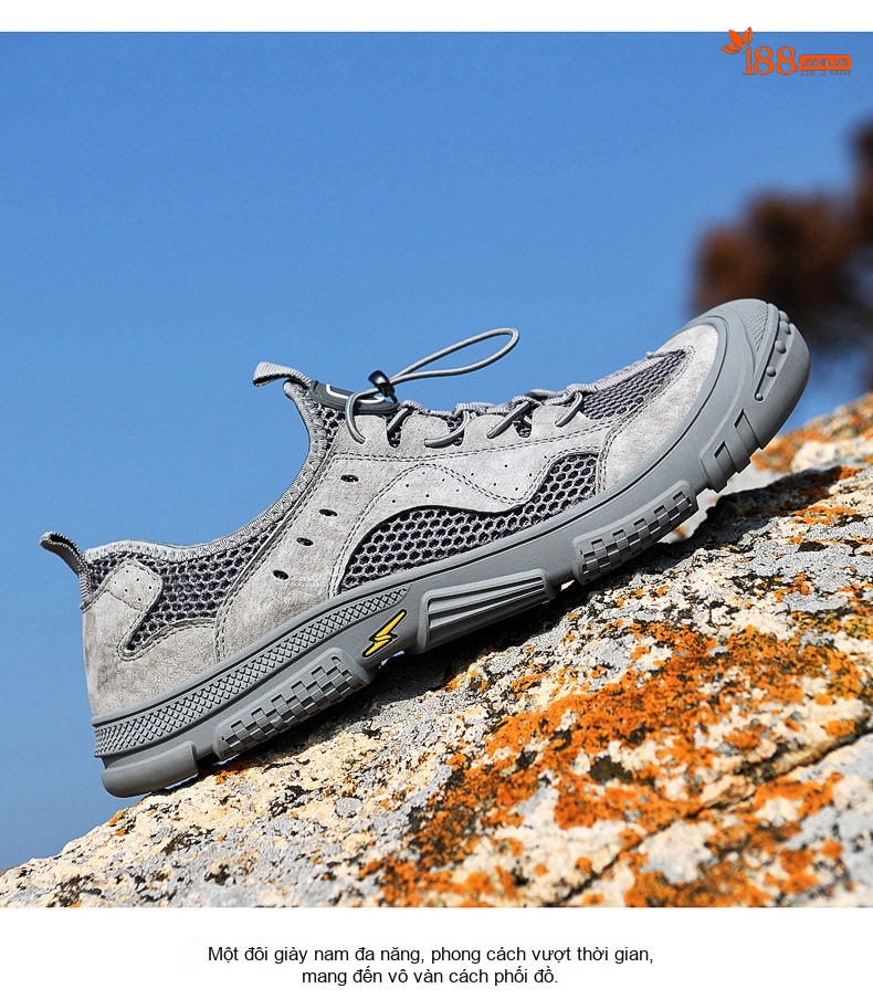 Sandal Nam Dây Rút Thể Thao Outdoor Thoáng Khí, Chống Nước, Nhanh Khô, Chống Mài Mòn, Chiều Cao Đế Khoảng 3cm Màu Be, Xám chi tiết 18