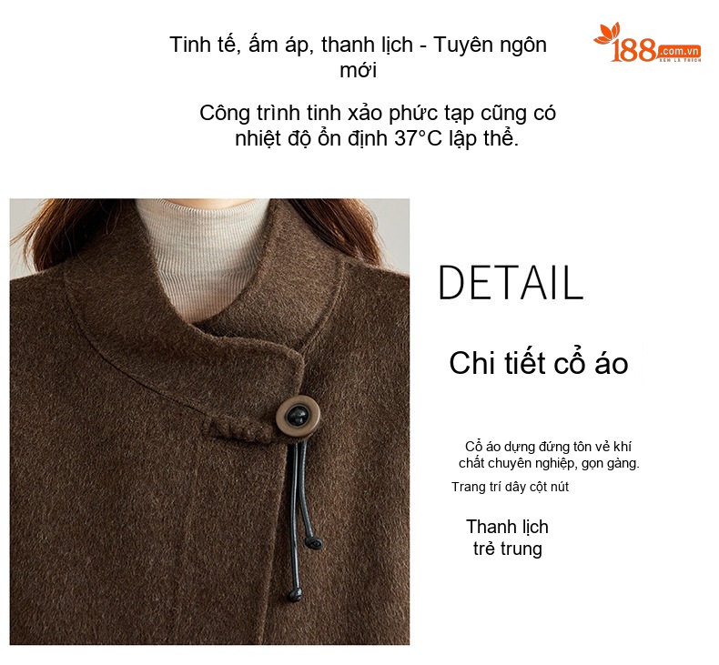 Áo Khoác Lông Cừu Non Ngắn Tay Lỡ Phong Cách Tiểu Thư Màu Trắng Kem, Đen, Nâu chi tiết 7