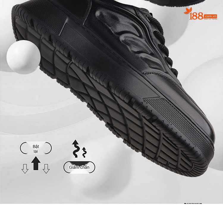 Giày Thể Thao Nam Da Bò Chiều Cao Đế Khoảng 4cm Màu Đen, Nâu chi tiết 8