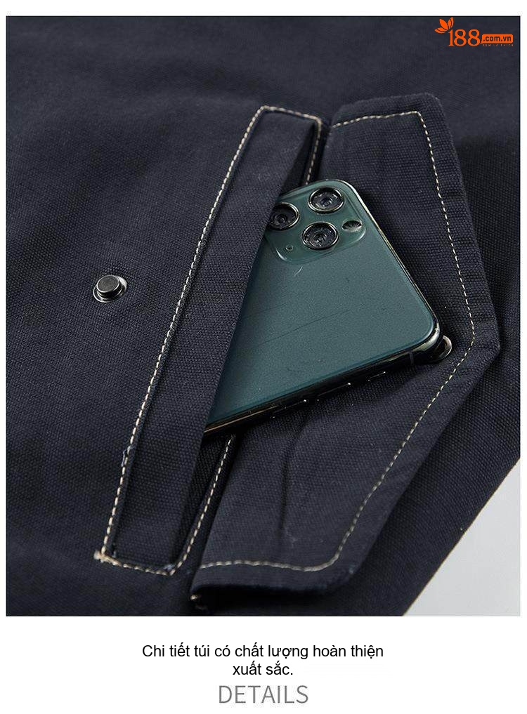 Áo Khoác Cotton Nam Lót Lông Có Mũ Trùm Đầu Dáng Rộng Màu Xanh Rêu, Xanh Navy chi tiết 17