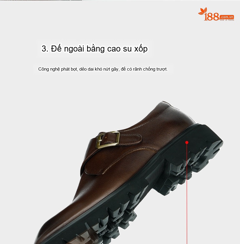 Giày Monkstrap Khóa Cài Nam Da Thật Chiều Cao Đế Khoảng 4cm Màu Đen, Nâu chi tiết 9