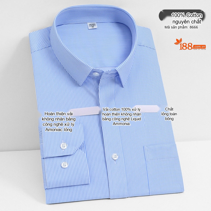 Áo Sơ Mi Dài Tay Nam Cotton Cao Cấp Chống Nhăn Màu Trắng, Xanh Dương, Đen, Đỏ...