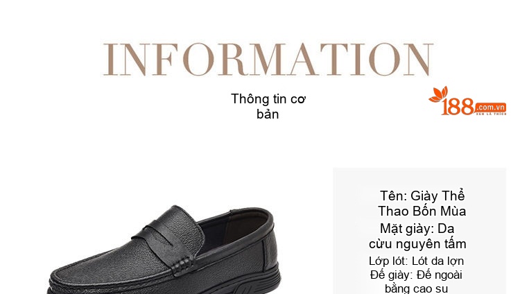 Giày Lười Nam Da Cừu Mềm Mại Thoải Mái Chiều Cao Đế Khoảng 2cm Màu Đen, Nâu chi tiết 7