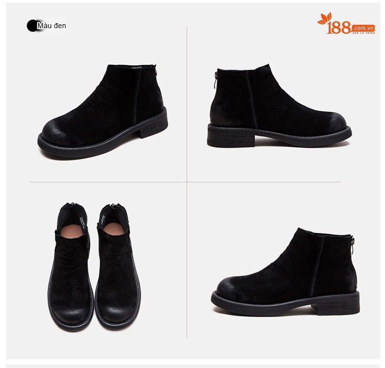 Boot Chelsea Nữ Da Mờ Đế Bằng Chiều Cao Đế Khoảng 3cm Màu Đen, Nâu chi tiết 18