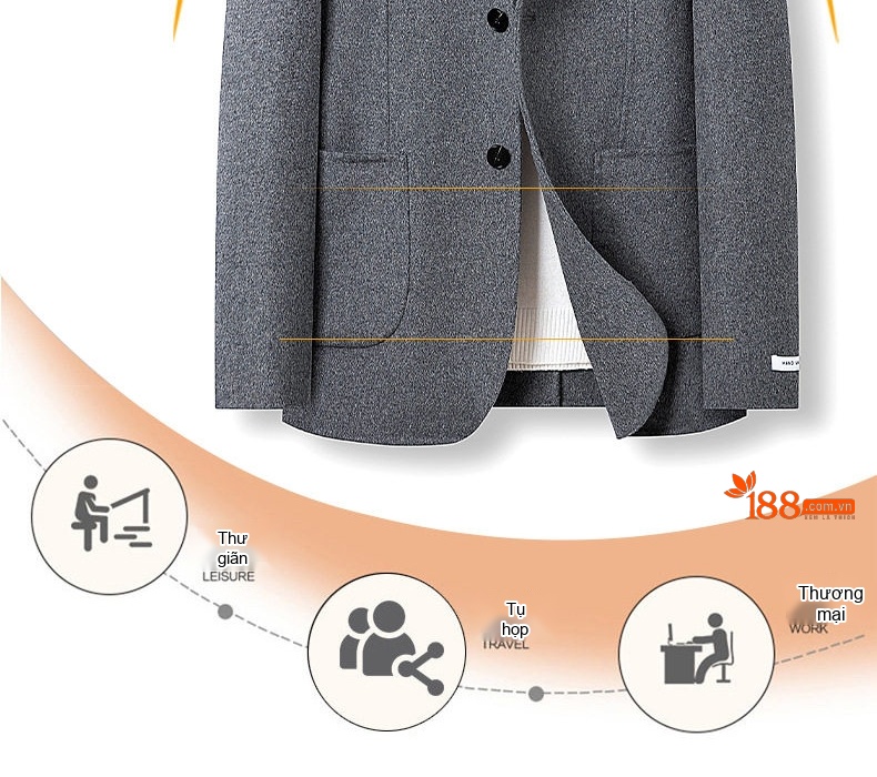 Áo Khoác Dạ Nam Hai Mặt Áo Vest Ngắn Màu Trơn chi tiết 2