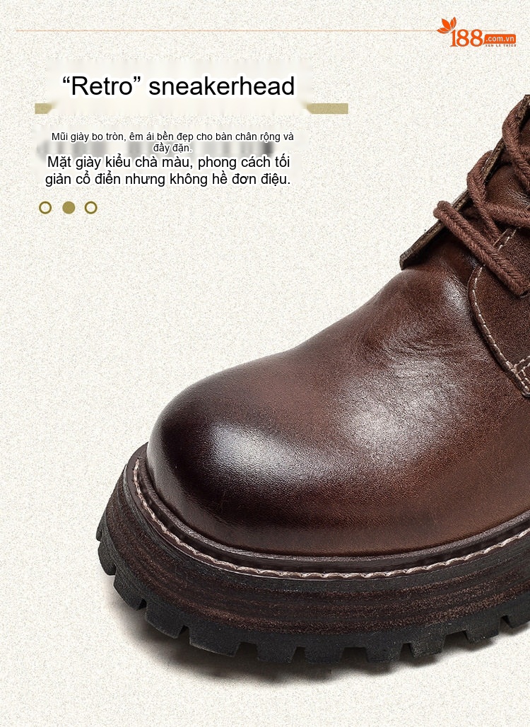 Boot Nữ Cổ Ngắn Da Bò Phong Cách Anh Quốc Chiều Cao Đế Khoảng 5cm Màu Đen, Nâu chi tiết 3