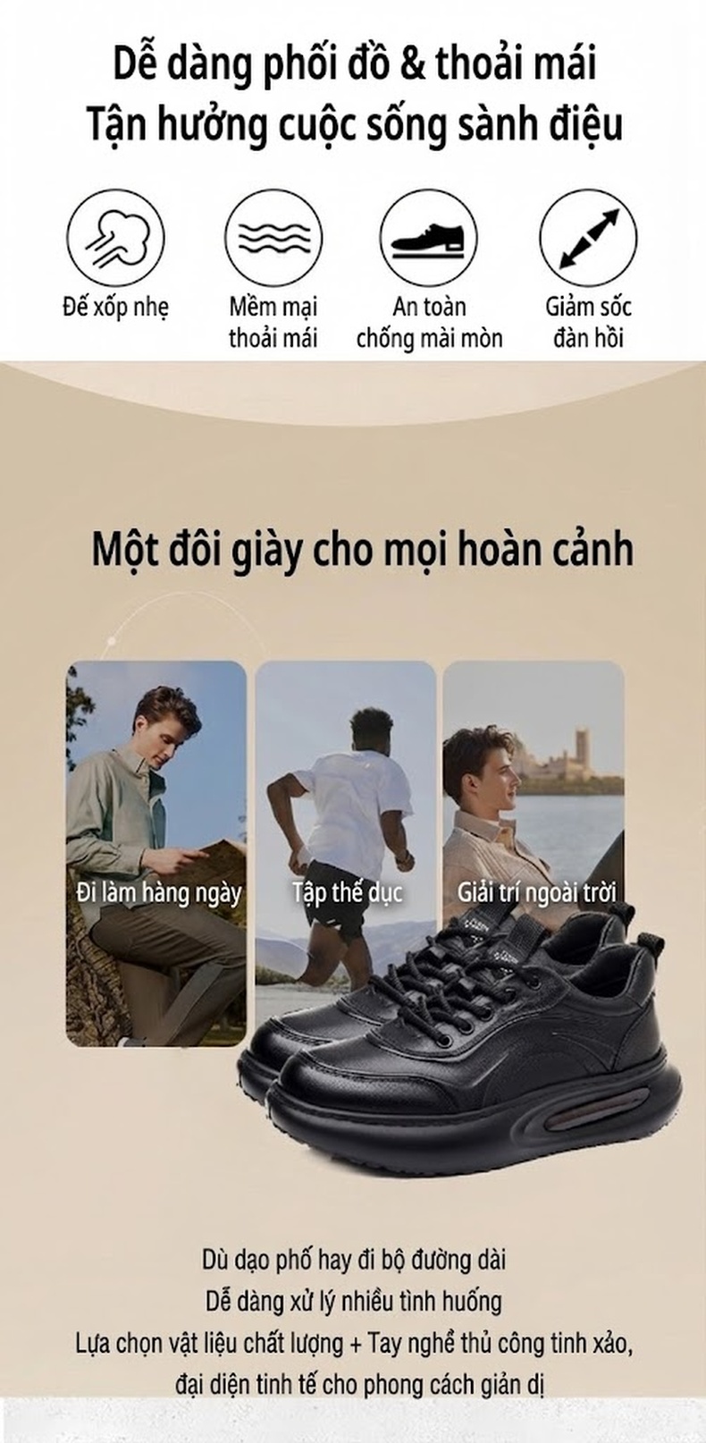 Giày Thể Thao Nam Da Bóng Đế Khí Chiều Cao Đế Khoảng 5cm Màu Đen, Nâu chi tiết 2