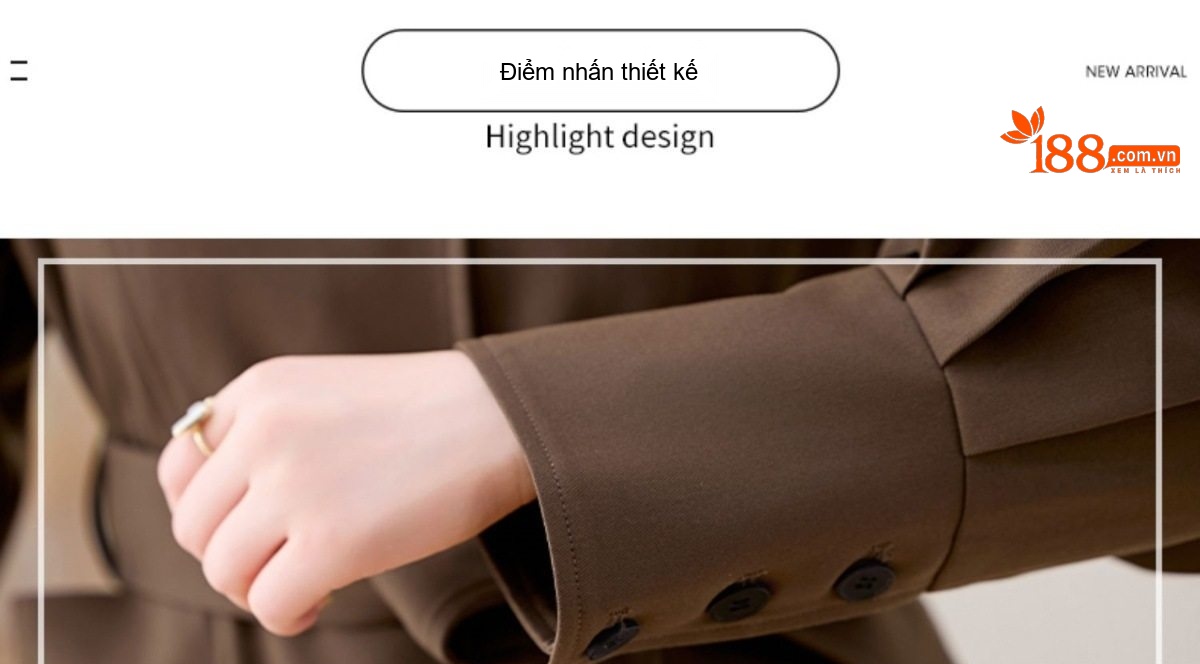 Áo Khoác Gió Nữ Dáng Dài Vừa Phong Cách Hàn Quốc Thanh Lịch Màu Nâu chi tiết 7