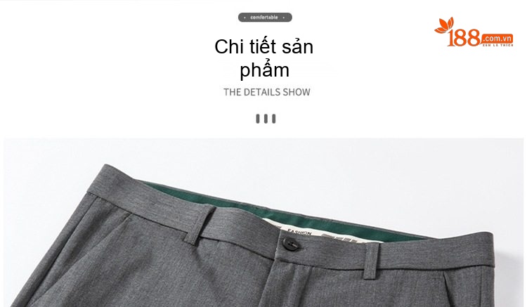 Quần Âu Nam Dáng Slimfit Vải Co Giãn Chống Nhăn Màu Đen, Xám, Xanh Navy chi tiết 29