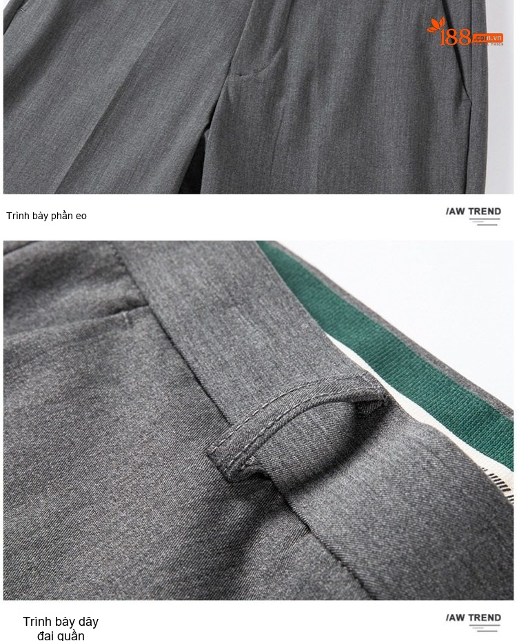 Quần Âu Nam Dáng Slimfit Vải Co Giãn Chống Nhăn Màu Đen, Xám, Xanh Navy chi tiết 30