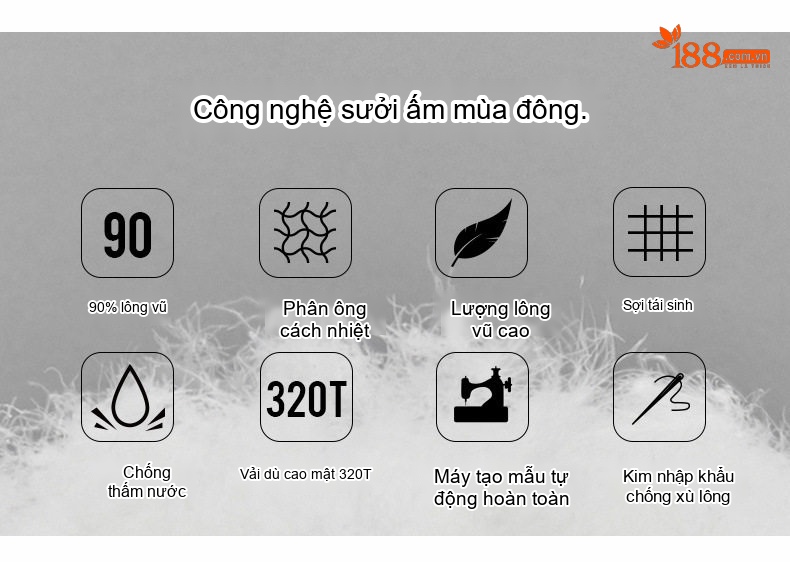 Áo Khoác Phao Nam Ngắn Tay Dài Có Mũ Trùm Đầu Chống Gió Giữ Ấm Màu Đen, Xám chi tiết 8