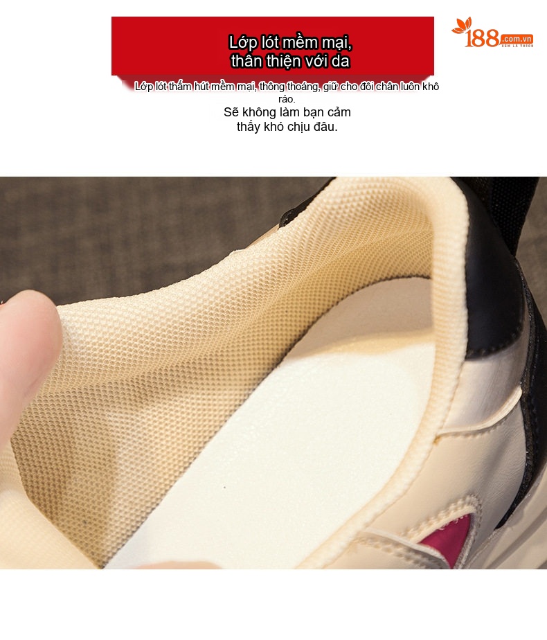 Giày Thể Thao Nữ Đế Dày Tăng Chiều Cao Khoảng 5cm Phong Cách Hàn Quốc Màu Trắng, Đen, Hồng chi tiết 11