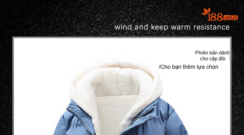 Áo Khoác Cotton Nam Lông Cừu Non Hai Lớp Dày Dặn Có Mũ Trùm Đầu Màu Trắng, Xanh Dương, Xanh Lá, Hồng... chi tiết 1