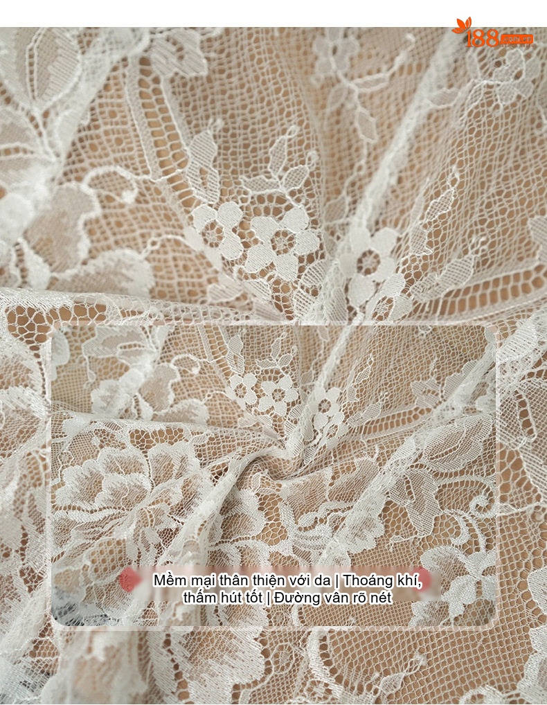 Áo Ren Nữ Dài Tay Cổ Tròn Thiết Kế Ôm Dáng Gợi Cảm Màu Trắng, Đen chi tiết 3
