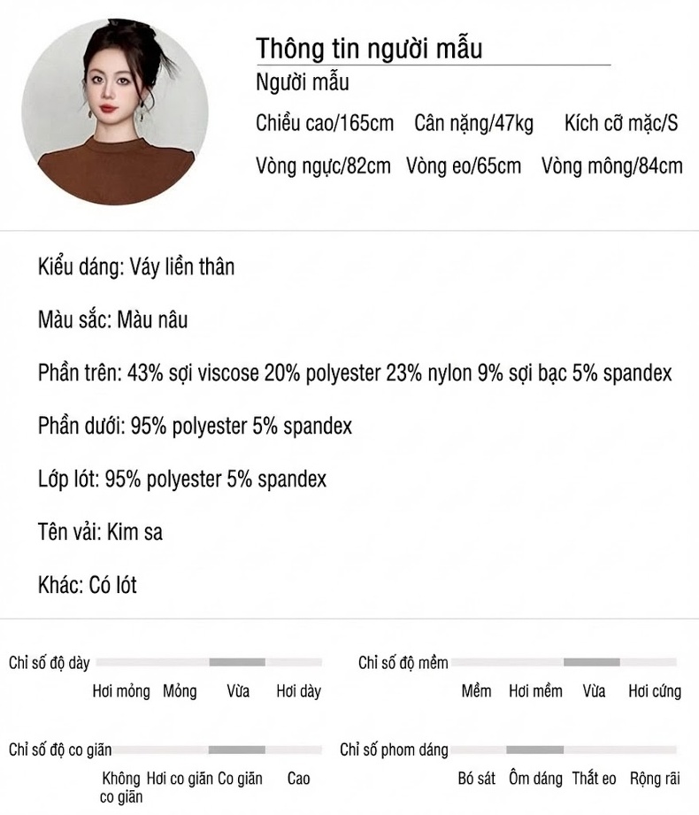 Váy Đầm Dự Tiệc Nữ Dáng Ôm Thiết Kế Pháp Phối Màu Lệch Tà Đính Kim Sa Màu Nâu, Đen chi tiết 2