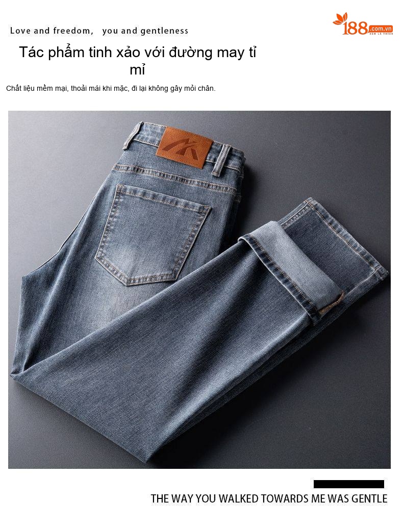 Quần Jean Nam Ống Đứng Cotton Dáng Rộng Co Giãn Thoải Mái Màu Xanh, Đen chi tiết 32