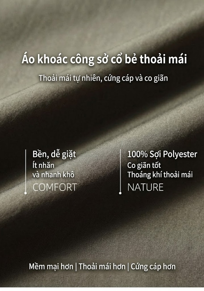 Áo Khoác Nam Cổ Bẻ Phong Cách Hunting Dáng Suông Màu Đen, Xanh Olive chi tiết 1