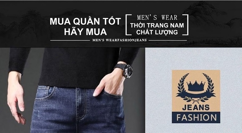 Quần Jean Nam Dáng Ôm Vừa Vặn Co Giãn Nhẹ Màu Xanh Đậm chi tiết 1