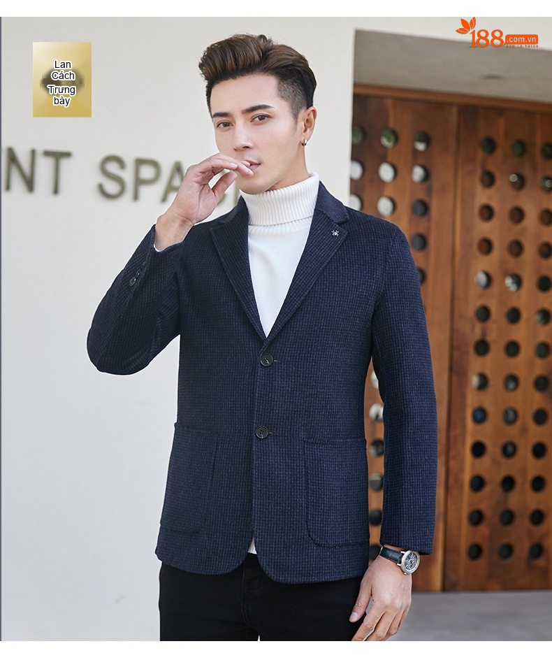 Áo Vest Nam Hai Mặt Dệt Kim Kẻ Ôm Dáng Thu Đông chi tiết 31
