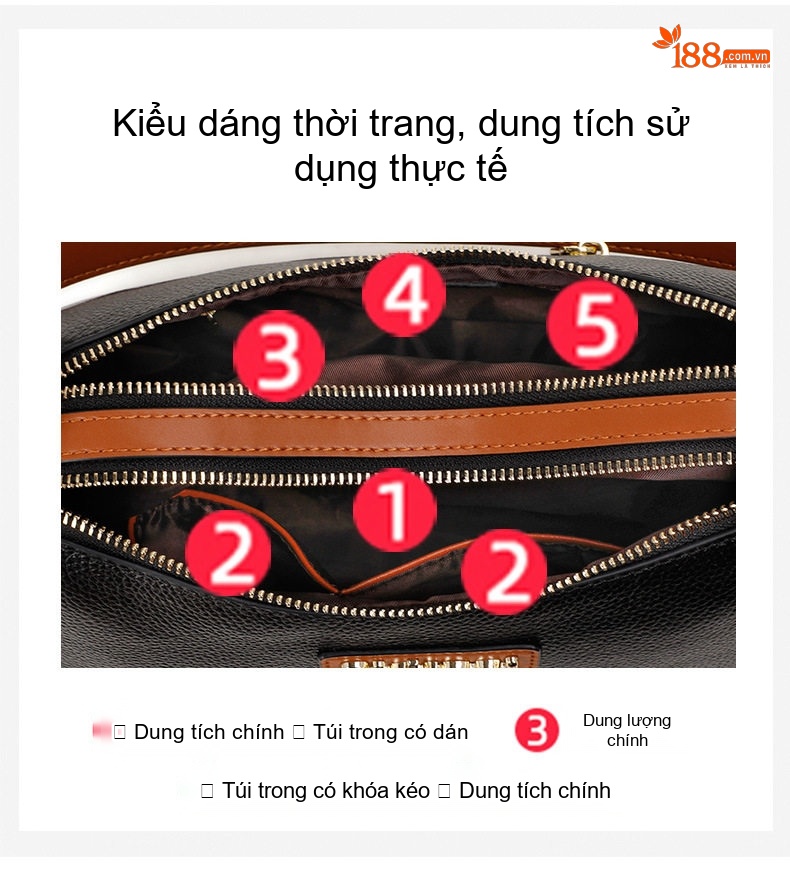 Túi Kẹp Nách Nữ Da Mềm Đeo Vai Đeo Chéo Sức Chứa Lớn Phong Cách Cao Cấp Màu Đen, Nâu chi tiết 7