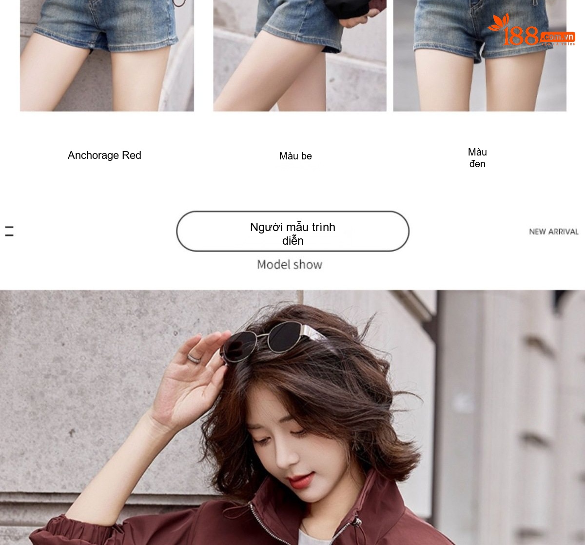 Áo Khoác Bomber Nữ Dáng Ngắn Cổ Trụ Màu Đỏ, Đen, Kem chi tiết 12