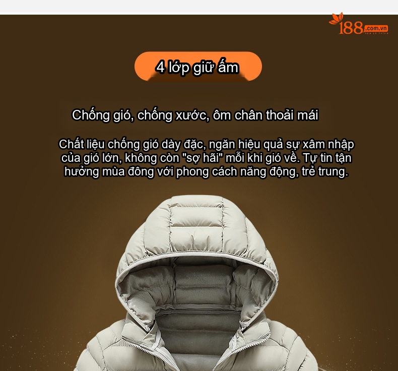 Áo Khoác Phao Nam Dáng Ôm Mỏng Nhẹ Màu Đen, Kem, Xám, Xanh Lá... chi tiết 8