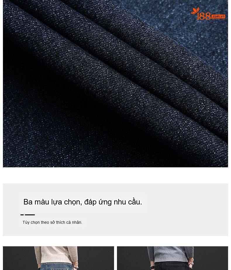 Quần Jean Nam Ống Đứng Dáng Rộng Vừa Vặn Màu Xanh Lam chi tiết 4