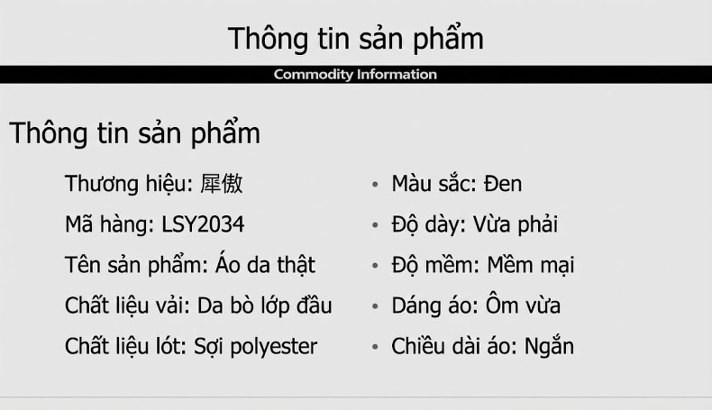 Áo Khoác Da Thật Nam Lót Lông Cừu Cổ Bẻ Dáng Ngắn Màu Đen chi tiết 2