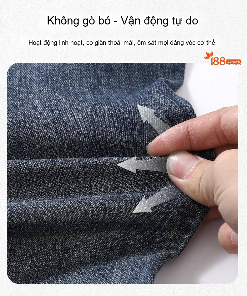 Quần Jean Nam Ống Đứng Cotton Co Giãn Cao Cấp Màu Xám, Xanh Đậm, Xanh Nhạt, Xanh... chi tiết 4