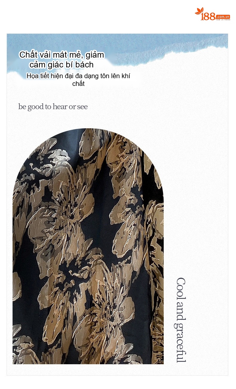 Đầm Dây Vintage Họa Tiết Hoa A-Line Dáng Dài Che Bụng Màu Đen, Vàng chi tiết 3