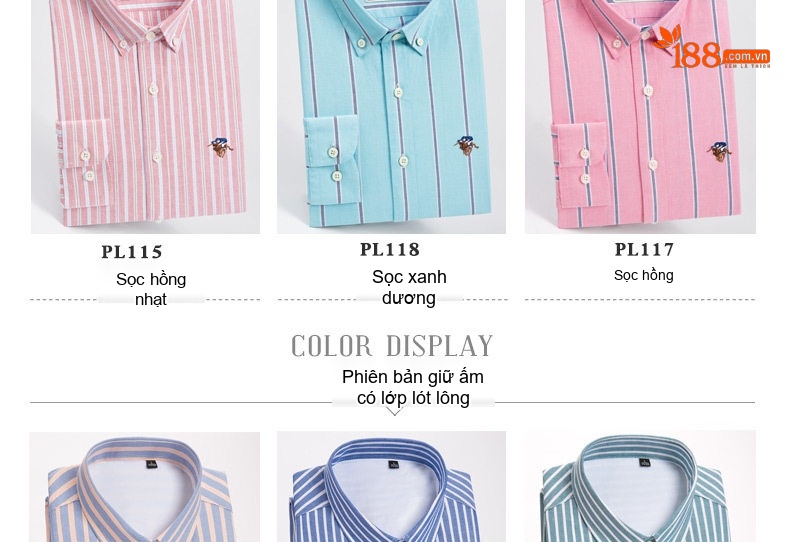 Áo Sơ Mi Nam Tay Dài Cotton Oxford Sọc Dáng Ôm Vừa Vặn Màu Xanh Dương, Trắng, Vàng, Hồng... chi tiết 8