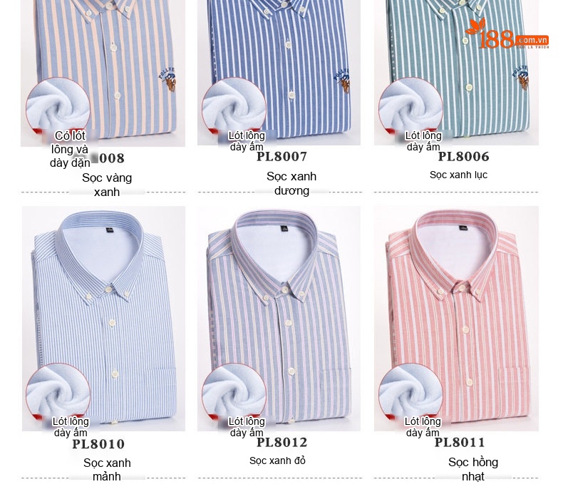 Áo Sơ Mi Nam Tay Dài Cotton Oxford Sọc Dáng Ôm Vừa Vặn Màu Xanh Dương, Trắng, Vàng, Hồng... chi tiết 9