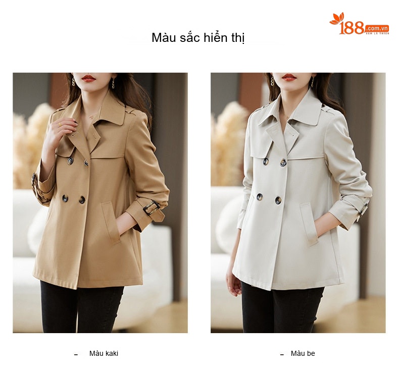 Áo Khoác Ngắn Nữ Dáng Suông Cổ chữ Vest Phong Cách Hàn Quốc Màu Be, Trắng chi tiết 1