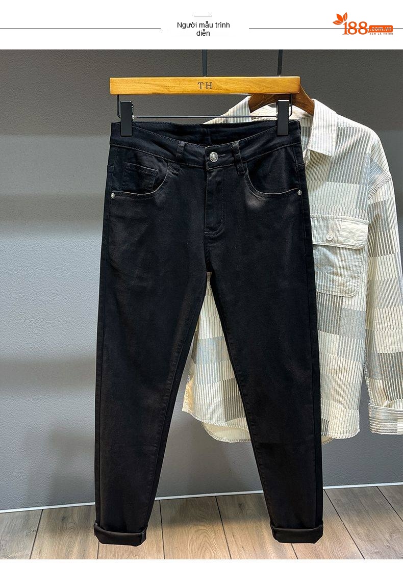 Quần Jean Dáng Suông Nam Cotton Màu Xanh Nhạt, Xám, Đen chi tiết 35