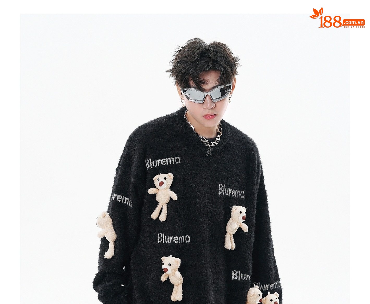 Áo Sweater Nữ Dệt Kim Hình Gấu Hoạt Hình Thêu Chữ Phong Cách Trẻ Trung Màu Đen, Nâu, Hồng, Trắng... chi tiết 11