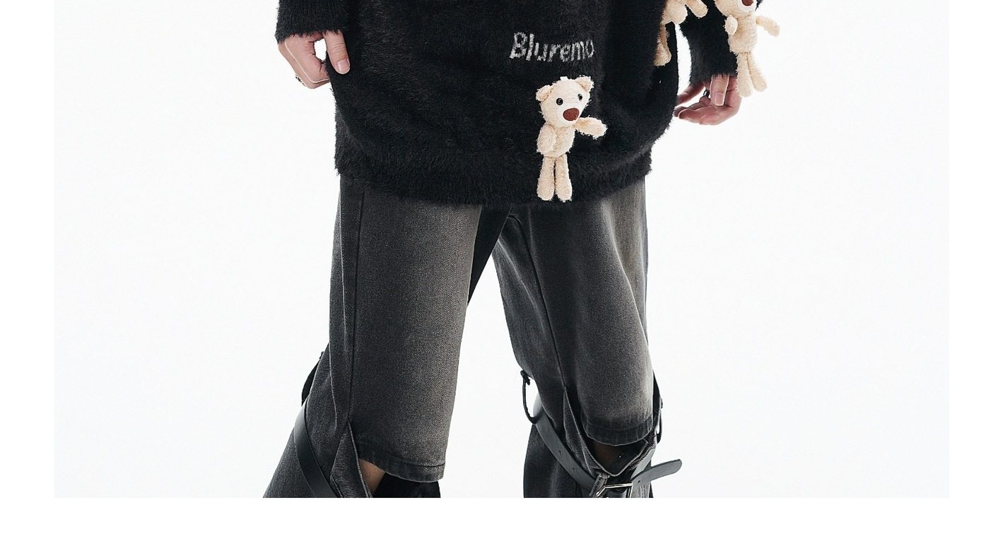 Áo Sweater Nữ Dệt Kim Hình Gấu Hoạt Hình Thêu Chữ Phong Cách Trẻ Trung Màu Đen, Nâu, Hồng, Trắng... chi tiết 12