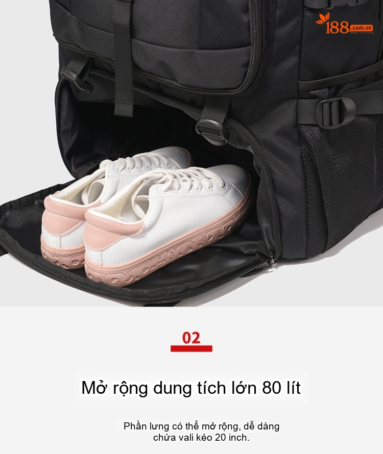Balo Du Lịch Nam Siêu Lớn Chống Thấm Nước Phong Cách Thể Thao Màu Đen chi tiết 7