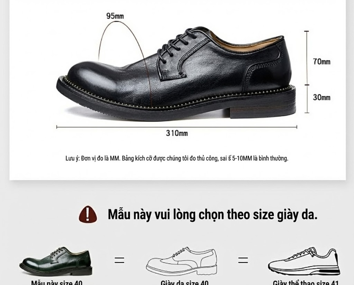Giày Tây Buộc Dây Nam Da Bò Mũi Tròn Chiều Cao Đế Khoảng 3cm Màu Đen, Nâu, Xanh Lá chi tiết 4