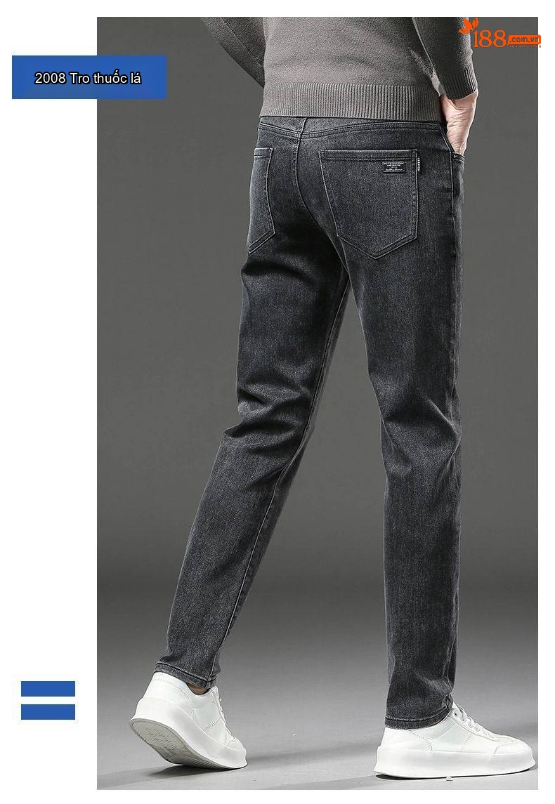 Quần Jeans Dáng Ôm Ống Đứng Nam Màu Xám Khói, Đen, Xanh Navy chi tiết 14