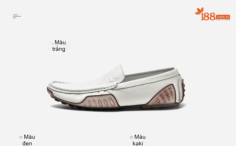 Giày Lười Nam Da Thật Phong Cách Hàn Quốc Chiều Cao Đế Khoảng 2cm Màu Nâu, Trắng, Đen chi tiết 10