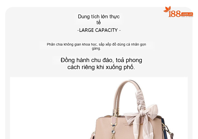 Túi Xách Nữ Da Bò Đeo Vai, Đeo Chéo, Xách Tay Công Sở, Hàng Ngày Màu Hạnh chi tiết 8