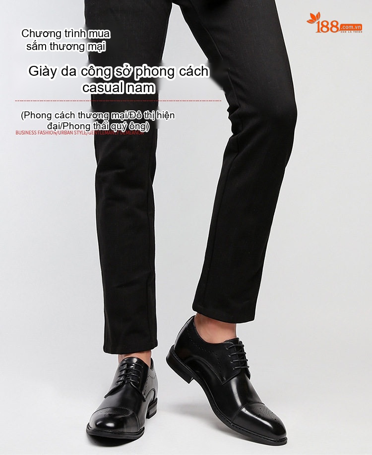 Giày Tây Buộc Dây Nam Da Thật Chiều Cao Đế Khoảng 3cm Màu Đen, Nâu chi tiết 2