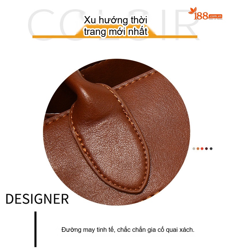 Set Túi Xách Nữ 3 Món Da Bóng Phong Cách Thanh Lịch Màu Đen, Nâu, Đỏ, Nâu Đậm chi tiết 12