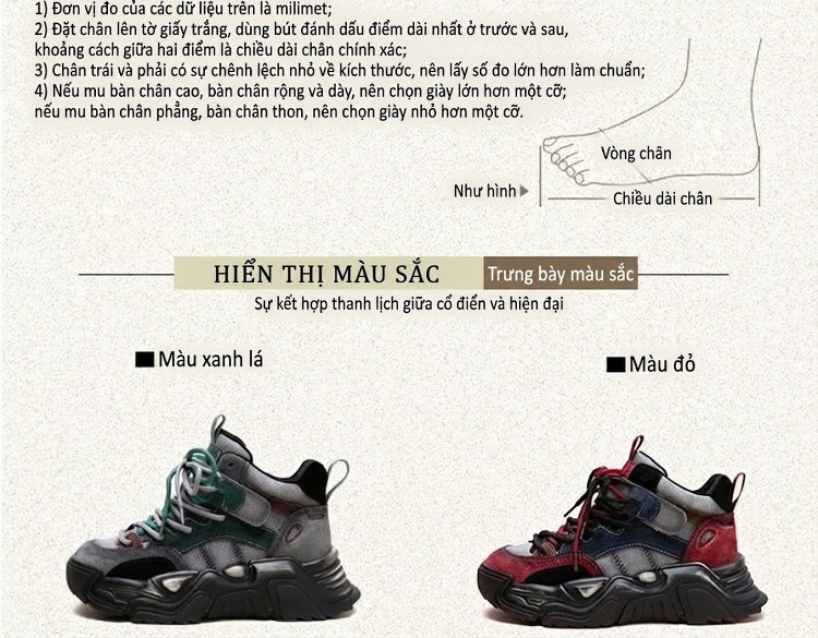 Giày Thể Thao Nữ Cao Cổ Phối Màu Da Mờ Chiều Cao Đế Khoảng 5cm Màu Đỏ, Xám, Xanh, Đen... chi tiết 3