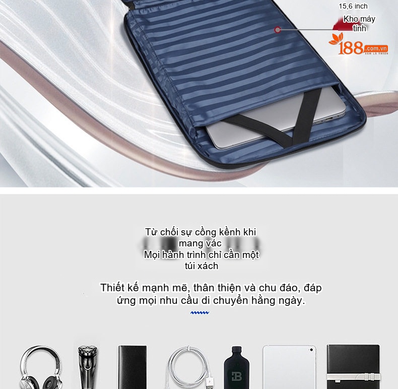 Balo Da Thật Nam Đa Năng USB Công Sở Thời Trang Dung Tích Lớn Màu Đen chi tiết 9