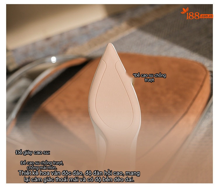 Giày Cao Gót Nữ Gót Nhọn Mũi Nhọn Chiều Cao Đế Khoảng 7cm Màu Đen, Trắng chi tiết 10