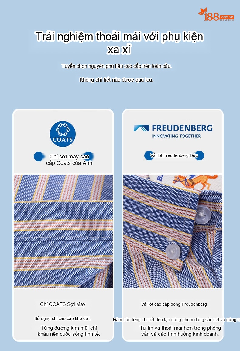Áo Sơ Mi Nam Tay Dài Oxford Cotton Thoáng Khí Họa Tiết Kẻ Sọc Lớn Màu Xanh Dương, Đen, Trắng, Xám... chi tiết 14
