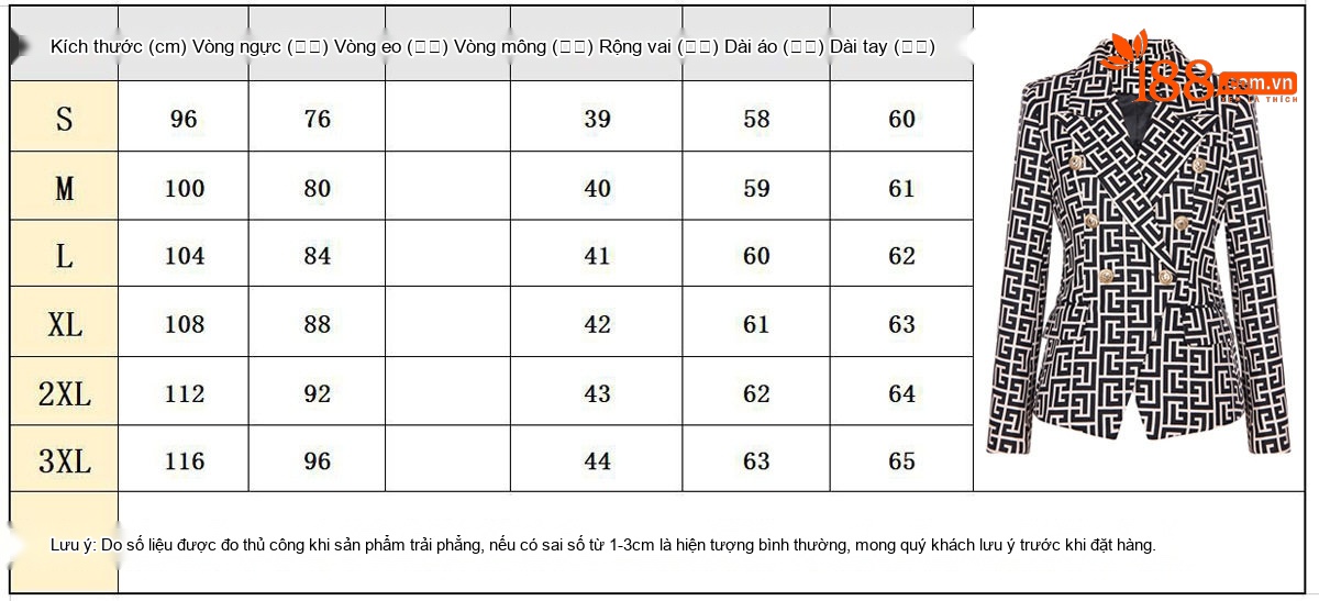 Áo Khoác Blazer Nữ Họa Tiết Chữ Vạn Phong Cách Châu Âu Thanh Lịch Màu Đen, Trắng chi tiết 1